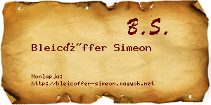Bleicöffer Simeon névjegykártya
